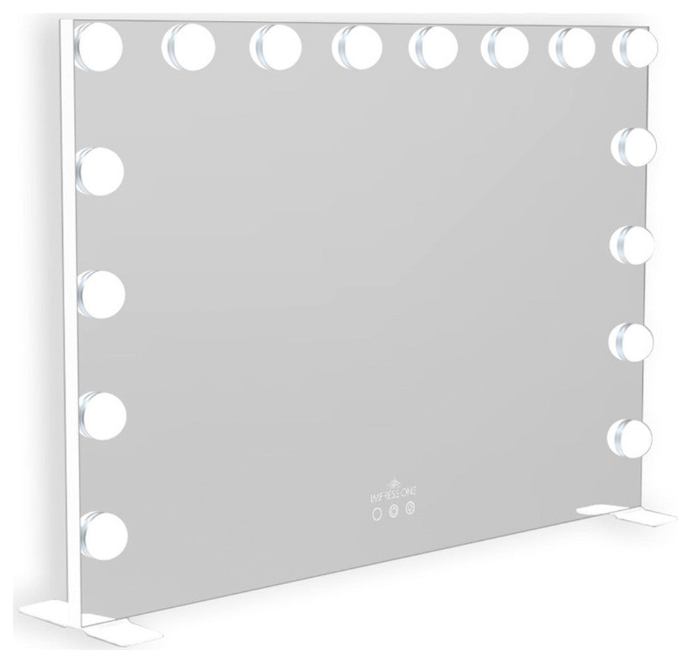 Glamour Tri Tone Wide LED Makeup Mirror with Lights, White