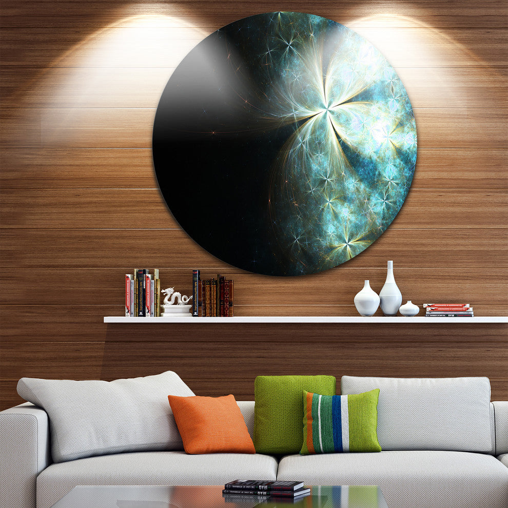 Glittering Gold Purple Fractal Flower, Floral Disc Metal Wall Art, 36"