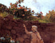 Winslow Homer Girl in a Garden, 21"x28" Gallery Wrapped Canvas Print
