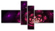Abstract Fractal Violet Flower, Floral Art Canvas Print, 60"x32", 4 panels