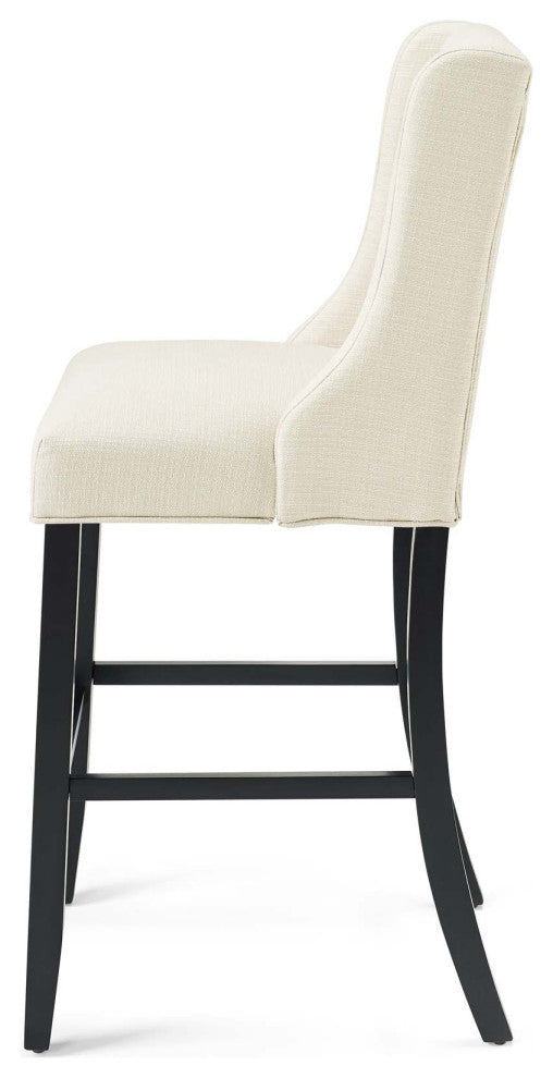 Bar Stool Chair Barstool, Set of 2, Fabric, Wood, Beige, Modern, Bar Pub Bistro