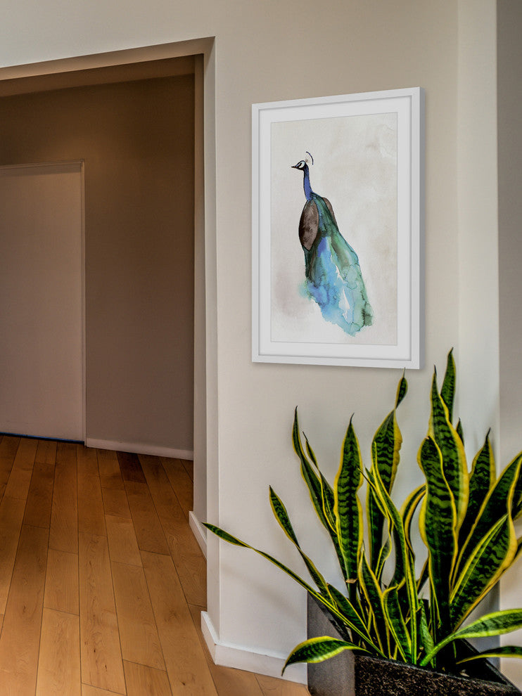 Marmont Hill, "Peacock Back" by Christine Lindstrom Framed Painting Print, 12x18