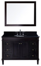 Virtu Tiffany 48" Single Bathroom Vanity, Espresso , Black Granite Top, Mirror