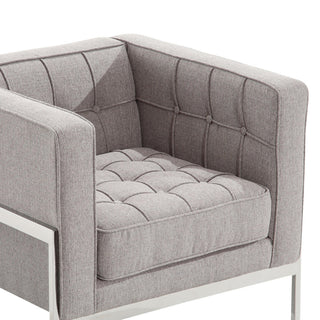 Andre Contemporary Chair In Gray Tweed and Stainless Steel