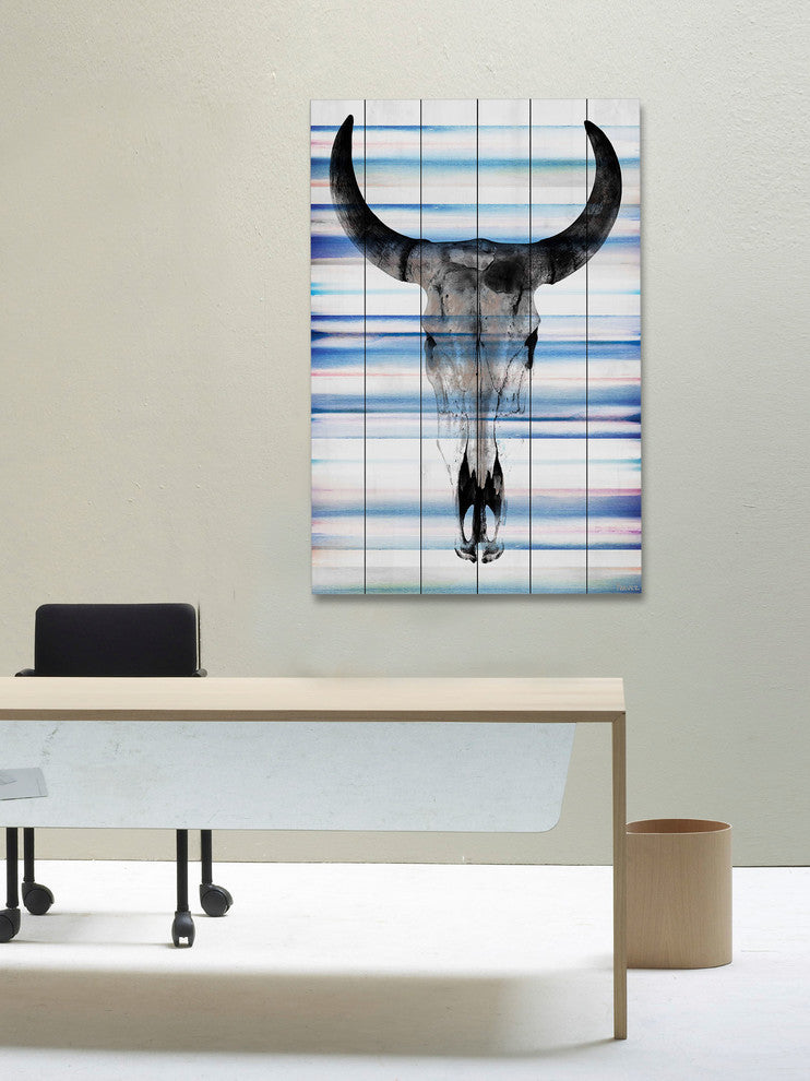 "Long Skull Face" Print on White Wood, 30"x45"