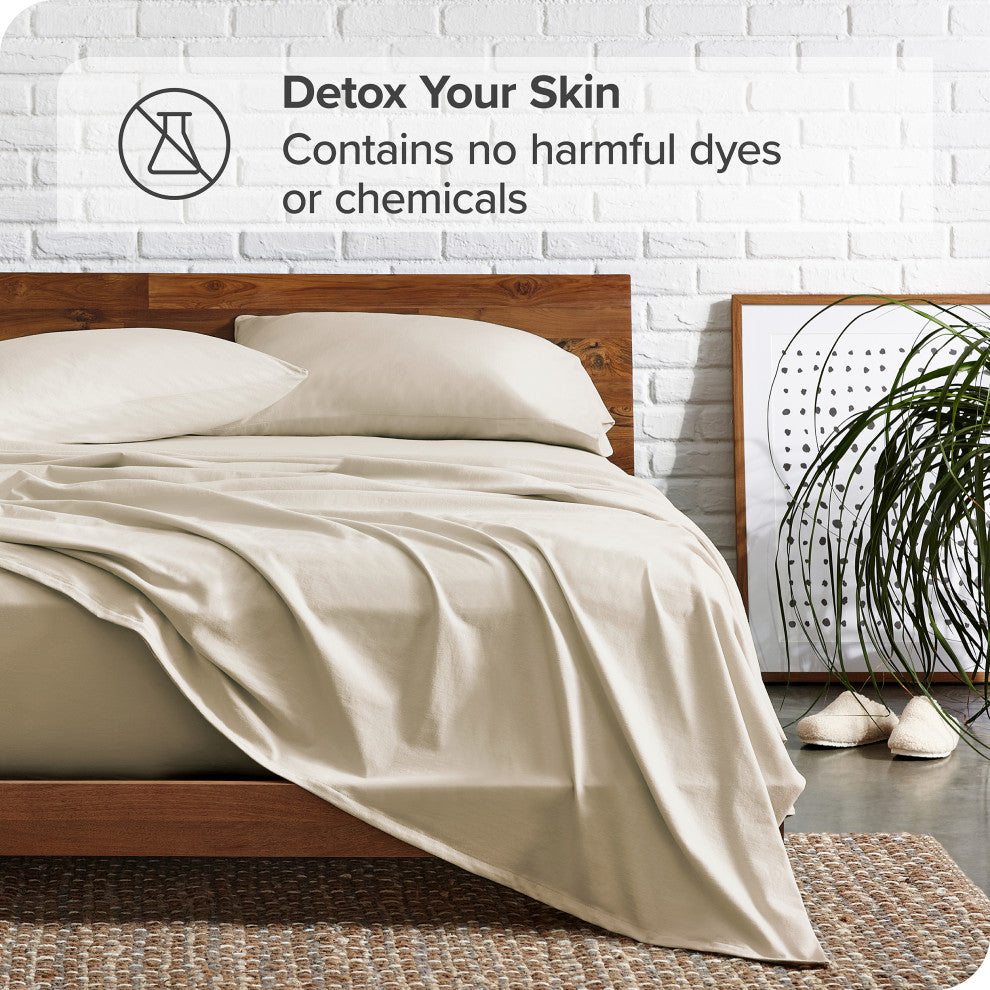 Bare Home 1800 Microfiber Sheet Set, Sand, Queen