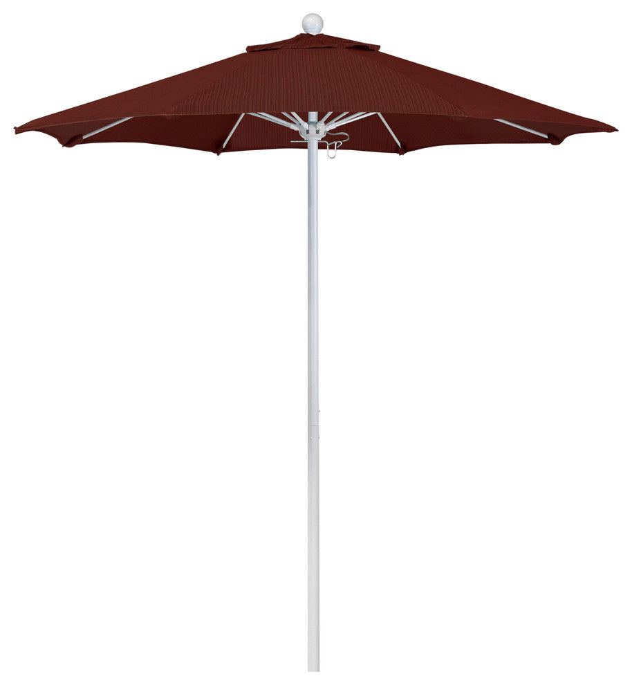 7.5' Matted White Push Lift Fiberglass Rib Aluminum Umbrella, Olefin, Terrace Ad