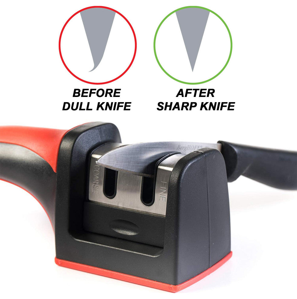 Professional Kitchen 2 Stage Knife Sharpener With Safety Soft Grip Handle