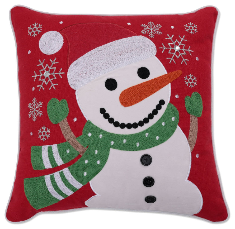 17X17 Snowman Red Withzipper And Pellon Insert