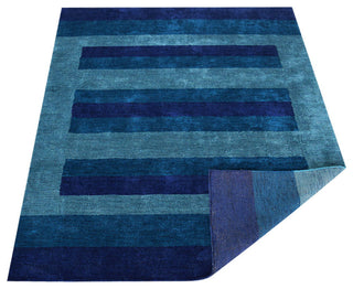 HAND KNOTTED LOOM SILK ECO-FRIENDLY AREA RUG-Rectangle,Blue Blue,Contemporary