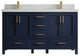 Malibu 60 Double Sink Bathroom Vanity in Navy Blue 2" Carrara Quartz