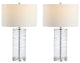 Cole 27.5" Fused Glass Cylinder LED Table Lamp, Set of 2, Clear