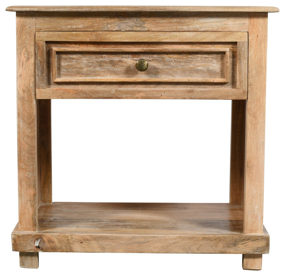 Jenna 1-Drawer Solid Wood Nightstand With Natural Finish
