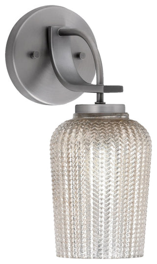 Cavella Wall Sconce, Graphite Finish, 5" Silver Textured Glass