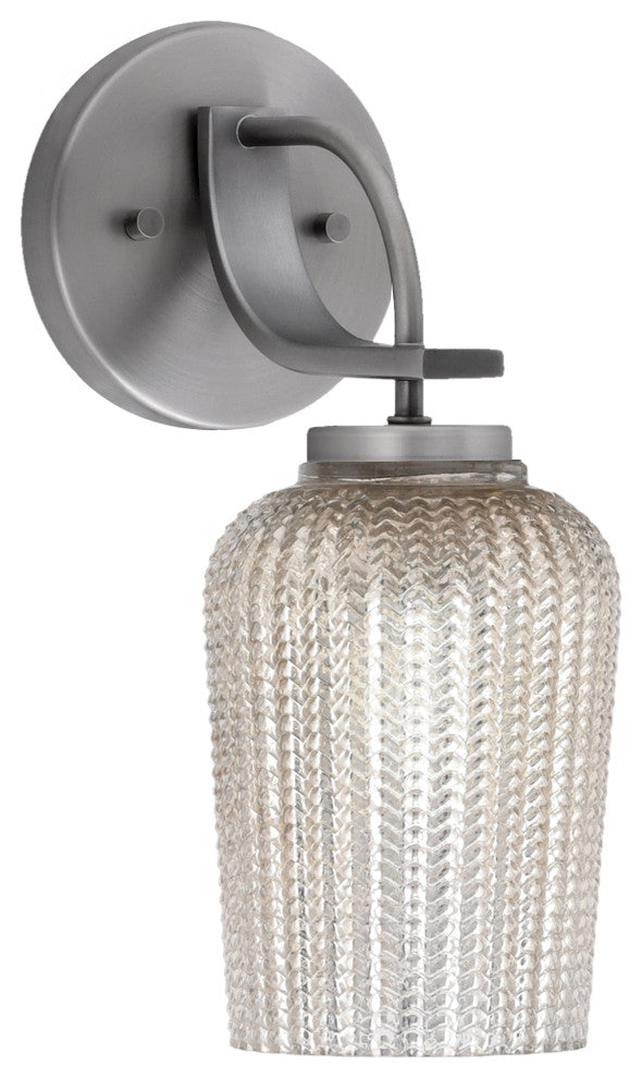 Cavella Wall Sconce, Graphite Finish, 5" Silver Textured Glass