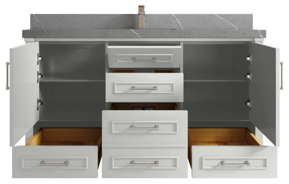 Aberdeen 60 Single Bathroom Vanity in Coventry Gray 2" Piatra Gray