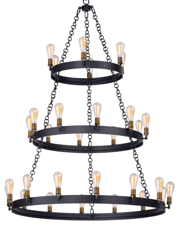 Maxim 26278 Noble 50"W 30 Light Chandelier - Black / Natural Aged Brass
