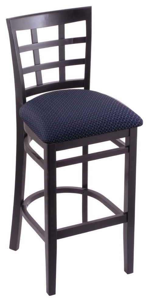 Holland Bar Stool, 3130 25 Stool, Black Finish, Axis Denim Seat