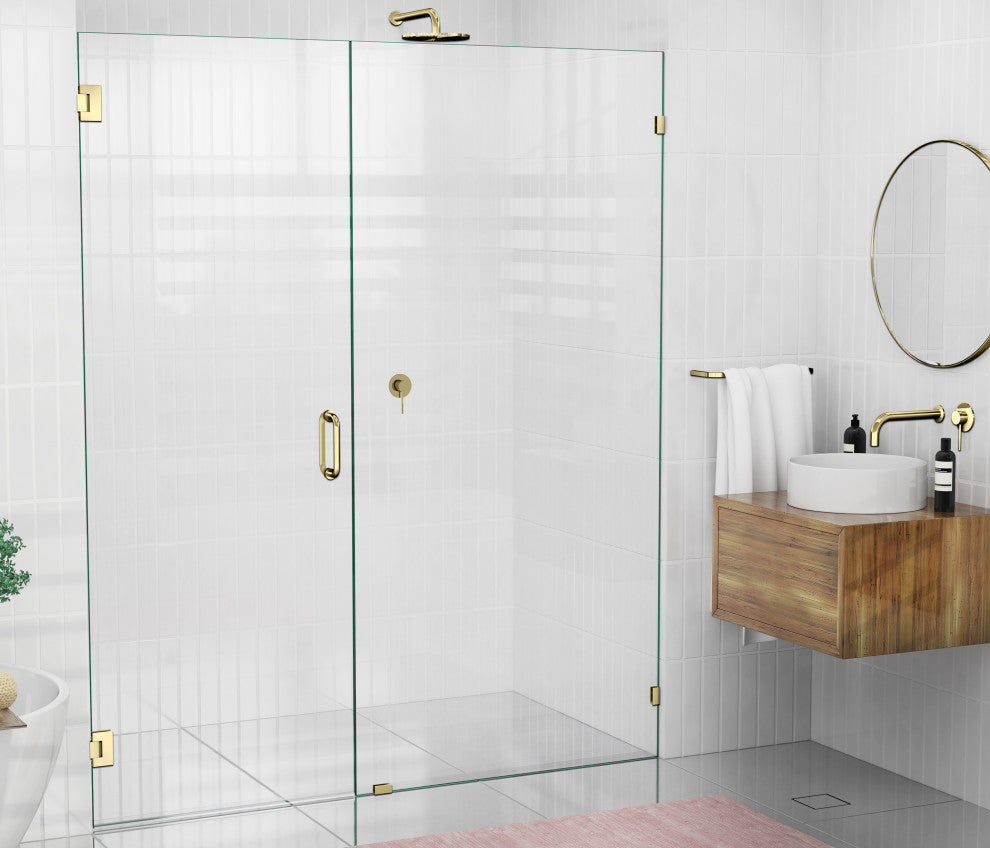 78"x71" Frameless Shower Door Wall Hinge, Polished Brass