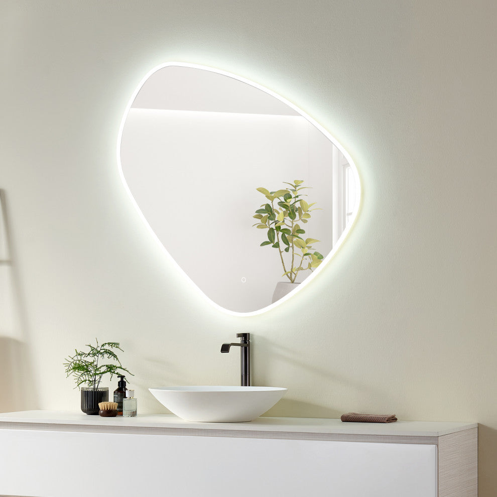 Rasso Novelty Frameless Bathroom Vanity LED Lighted Wall Mirror, 39"
