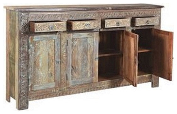Reclaimed Wood Sideboard with 4 Drawers 4 Doors