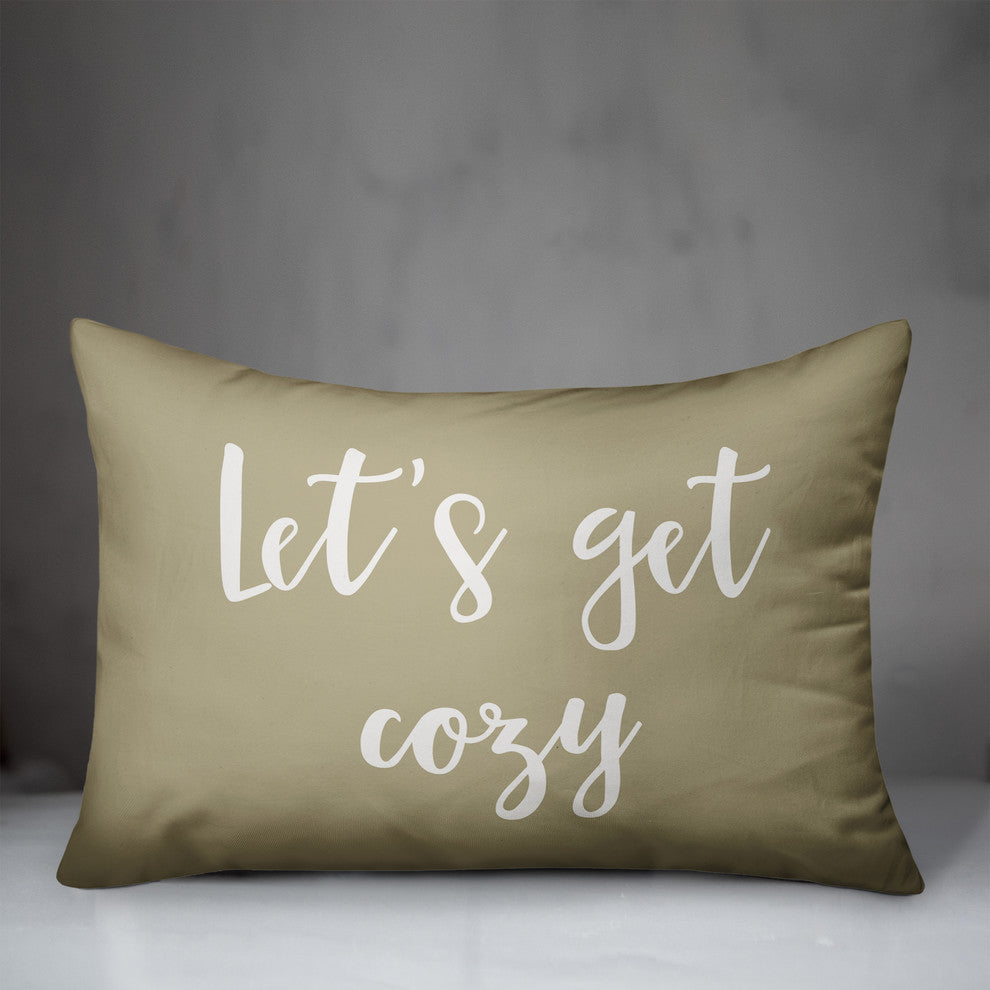 Let's Get Cozy Lumbar Pillow, Beige, 14"x20"