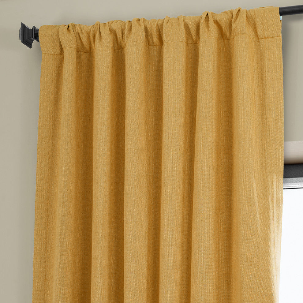 Faux Linen Darkening Curtain Single Panel, Dandelion Gold, 50"x84"