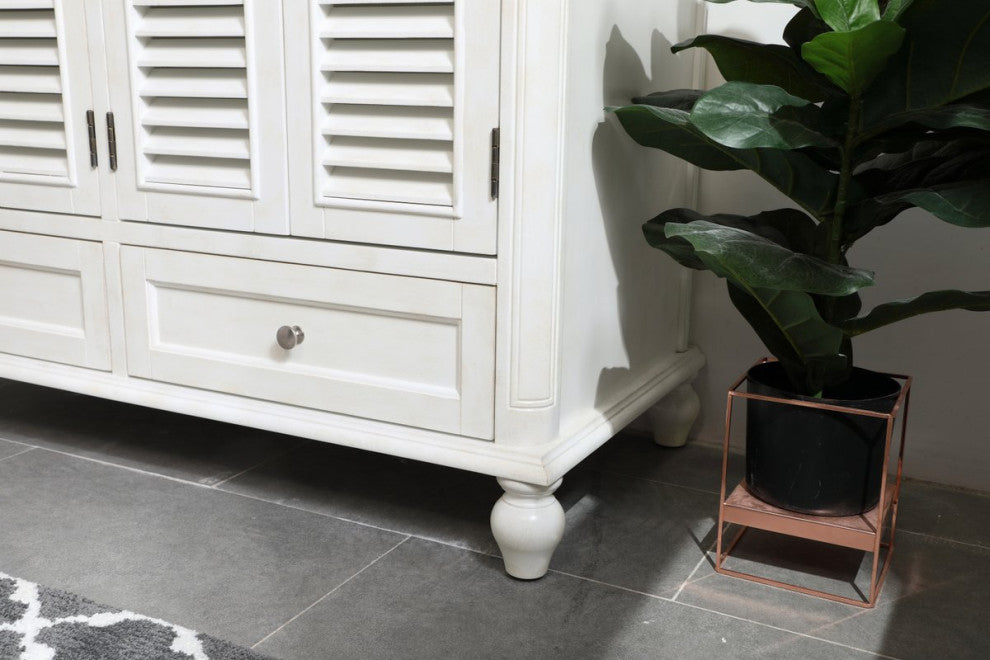 Home Living Single Bathroom Vanity, Antique White, 48"