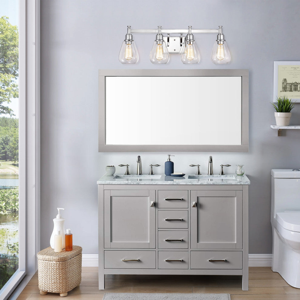 CHLOE Lighting HUDSON Transitional 4-Light Chrome Bath Fixture