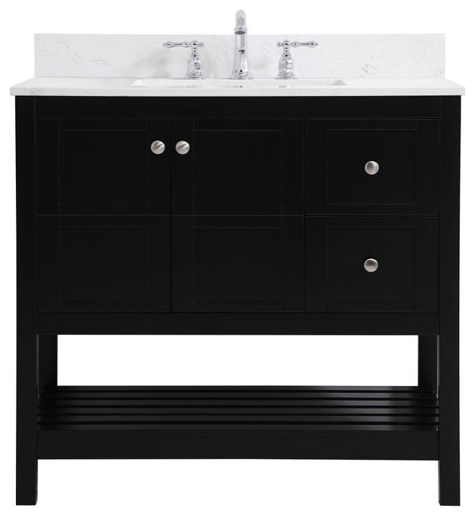 Tobias 36" Single Bathroom Vanity, Black With Backsplash