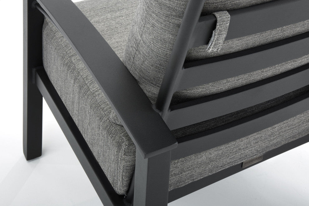 Stanford Cushion Lounge Chair, Textured Pewter