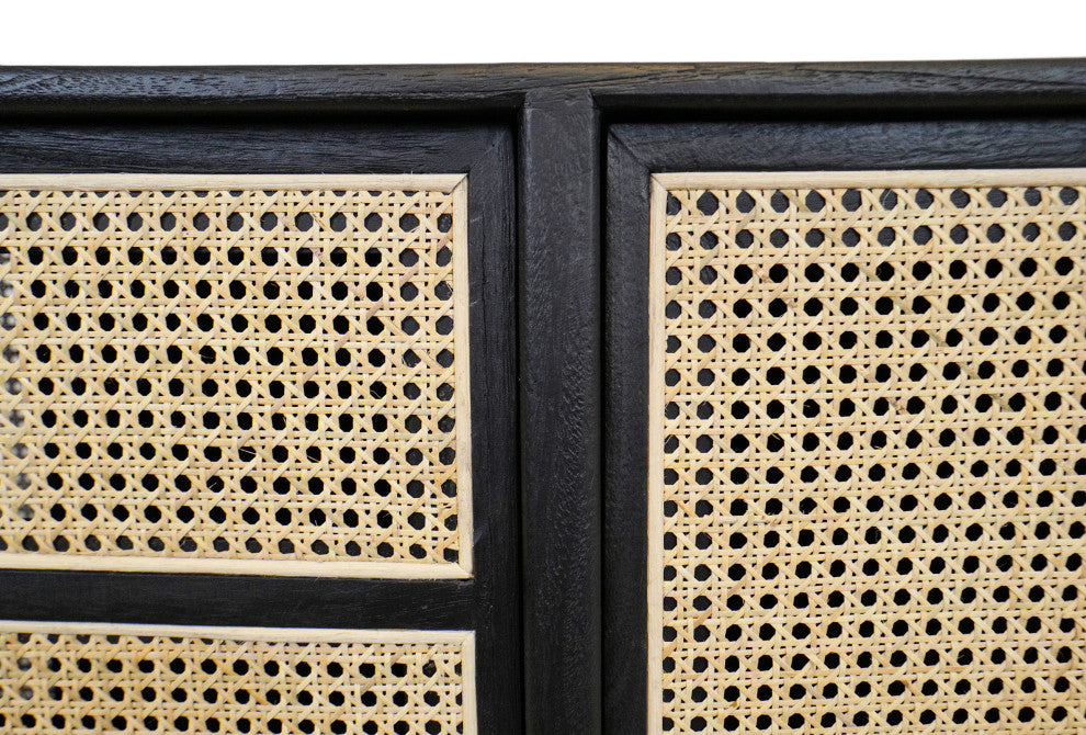 Deco Black and Cane Sideboard