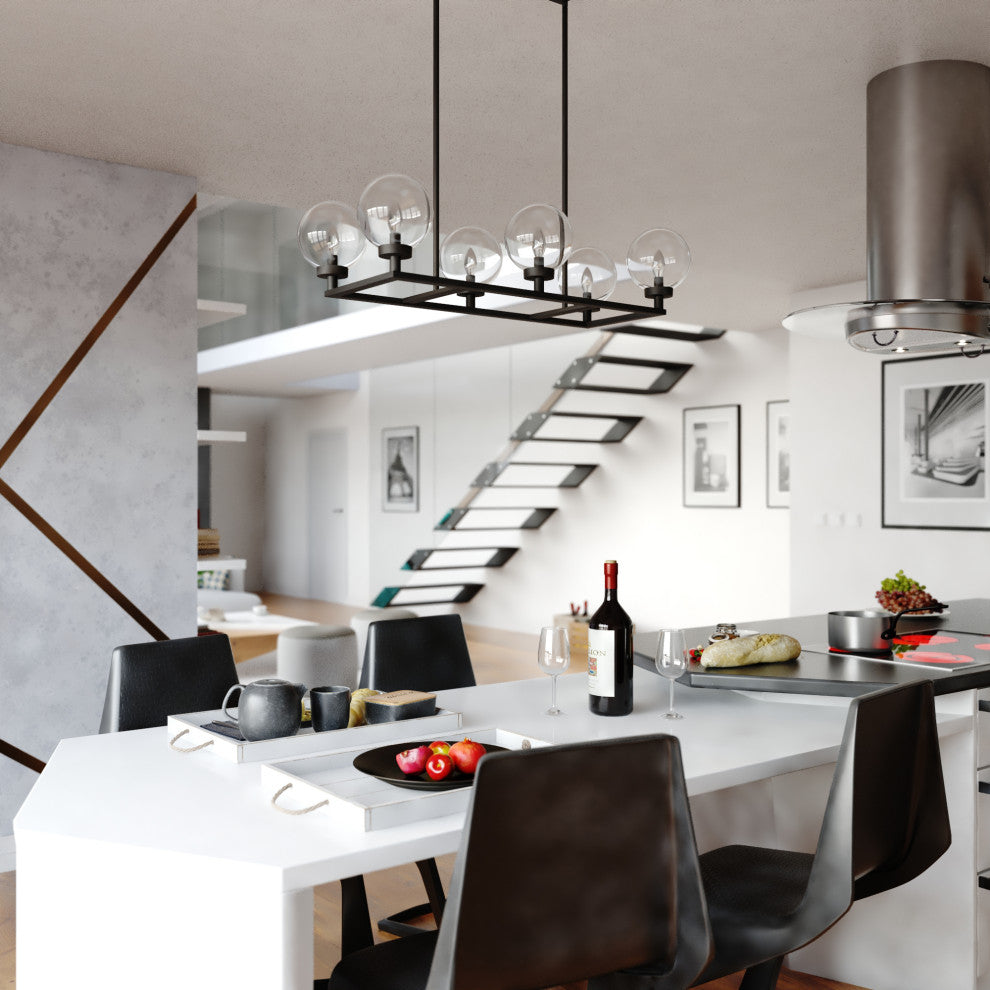 Lander 35" 6 Light Linear Chandelier Matte Black