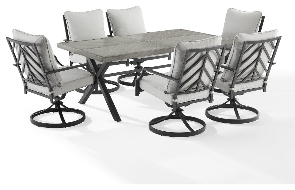 Otto 7Pc Outdoor Dining Set Table, 6 Swivel Chairs