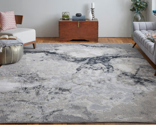 Oria Industrial Abstract Area Rug, Gray/Ivory, 1'8"x2'10"