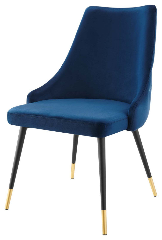 Tufted Side Dining Chair, Velvet, Blue Navy, Modern, Cafe Bistro Restaurant