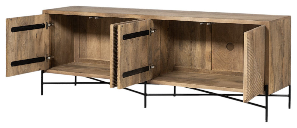 78" Brown Solid Wood Sideboard with Four Doors