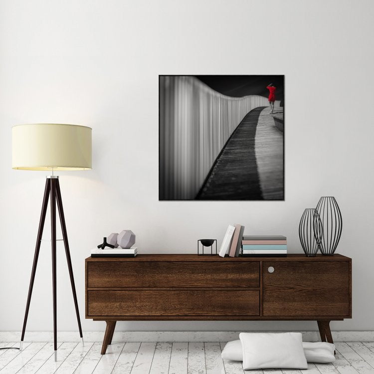 "Woman In Red" Framed Canvas Giclee by Marco Antonio, 41x41"