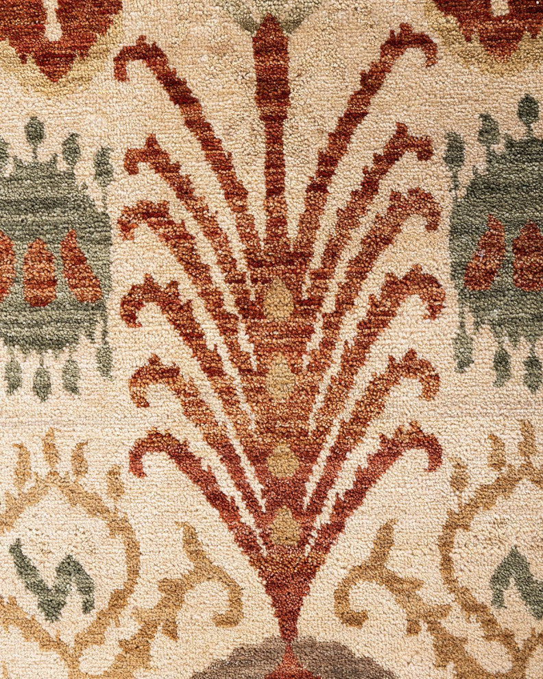 Ikat One-of-a-Kind Hand-Knotted Area Rug Beige, 7' 10" x 10' 1"
