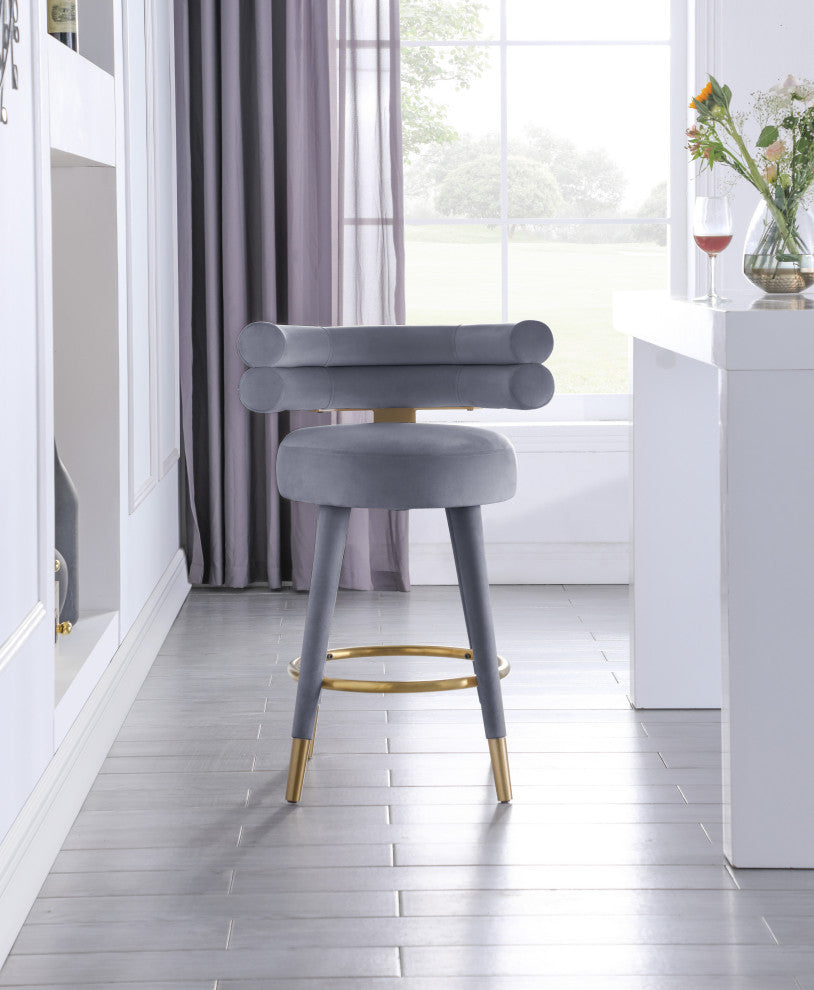 Fitzroy Velvet Upholstered Counter Height Stool (Set of 2)