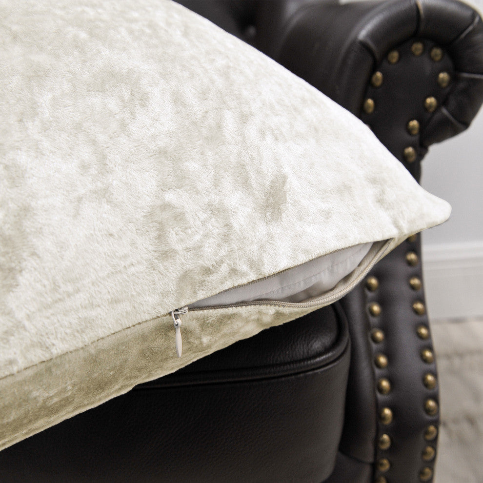 Crushed Velvet Pillow Cover 4 Piece Set, Gardenia, 20" X 20"