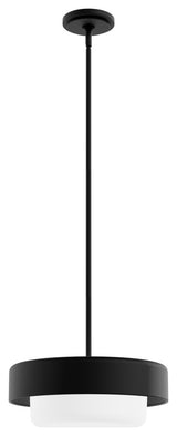 Station Natural Iron, Frosted Cased White Glass 2 Light Pendant Ceiling Light