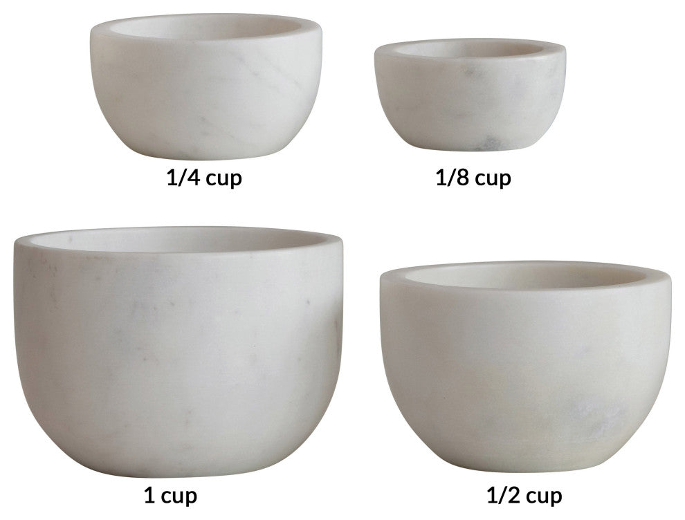 White Marble Bowls, 4-Piece Set