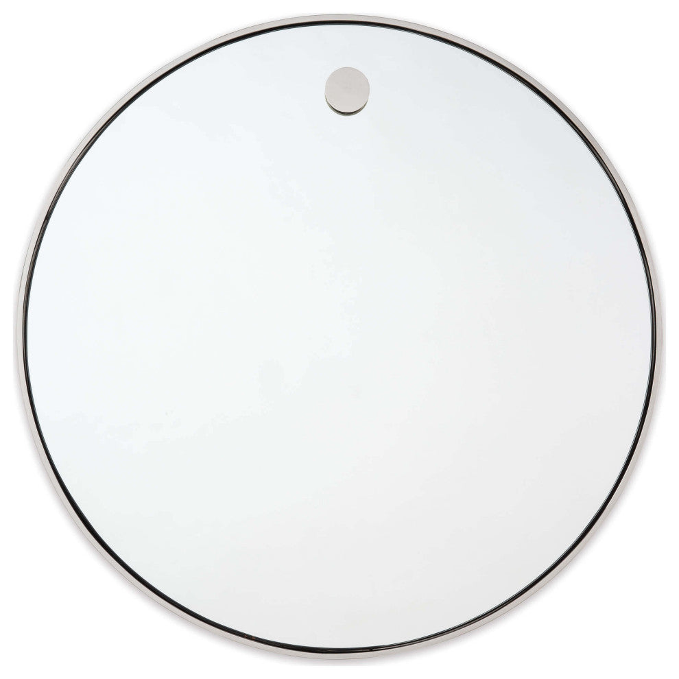 Hanging Circular Mirror, Polished Nickel