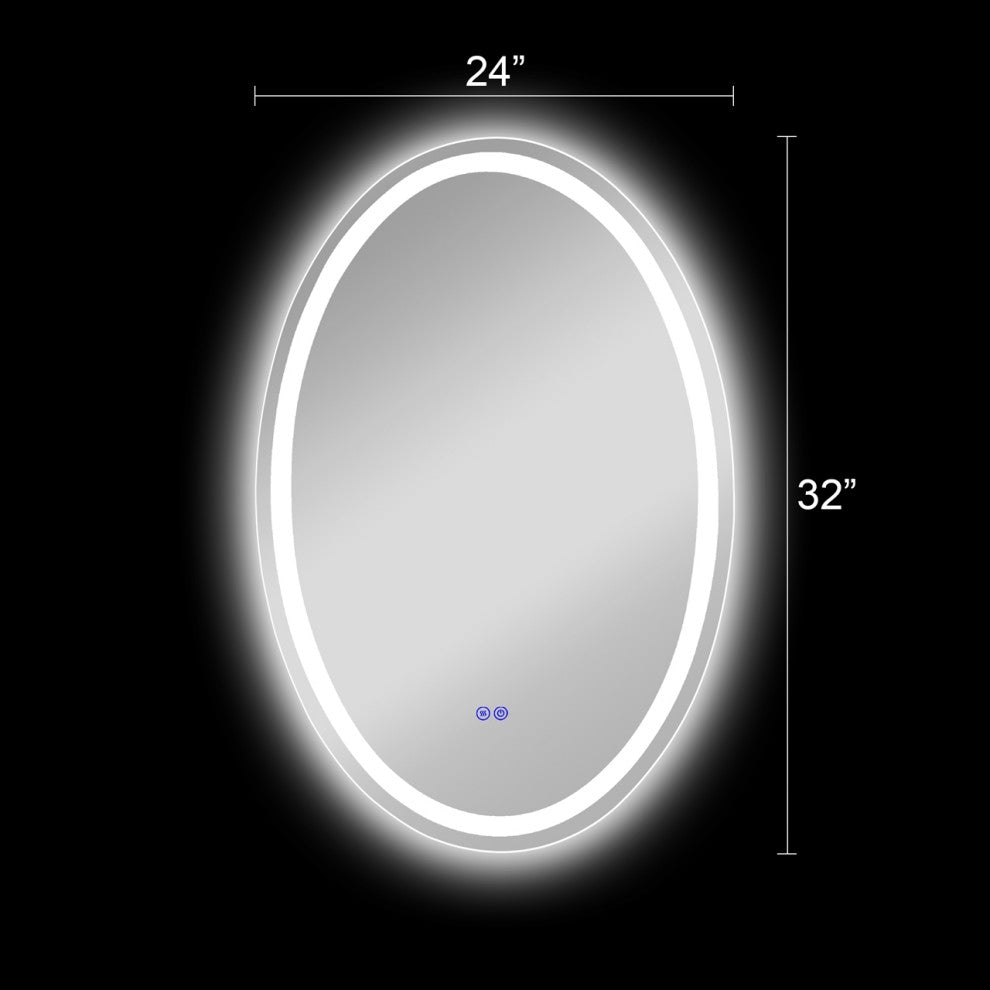 Luminosity Back Lit Oval Touchscreen Led Mirror, 32" Height