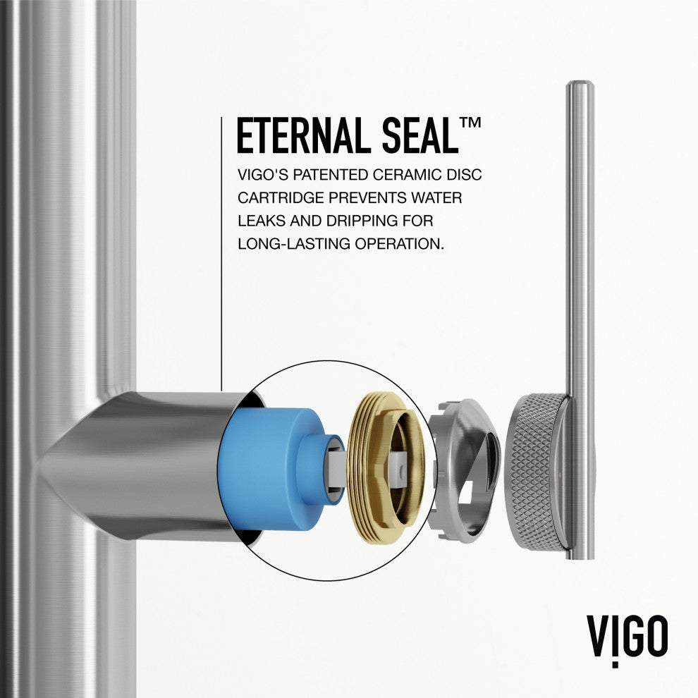VIGO Sterling 23" H Single Handle Pull-Down Sprayer Kitchen Faucet, Stainless Steel, Without Extras