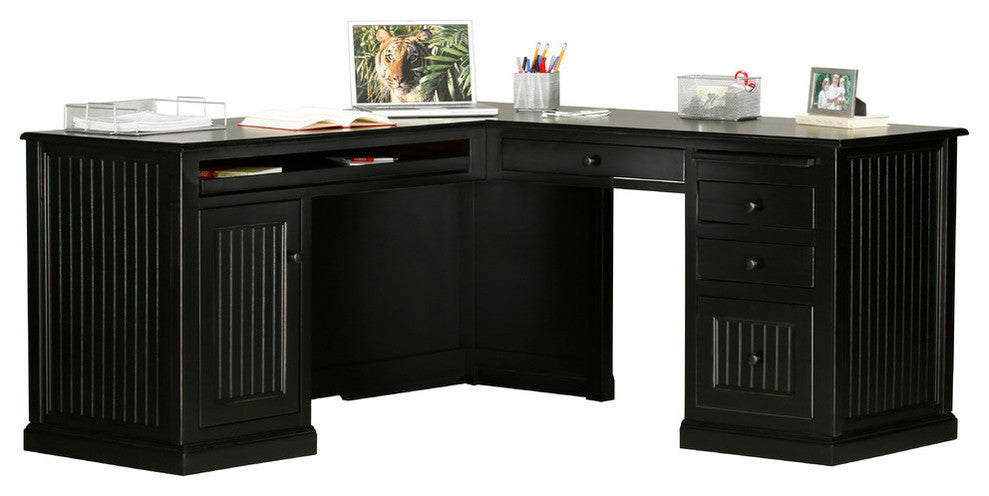 Eagle Furniture Coastal Computer L-Shape Desk, Black