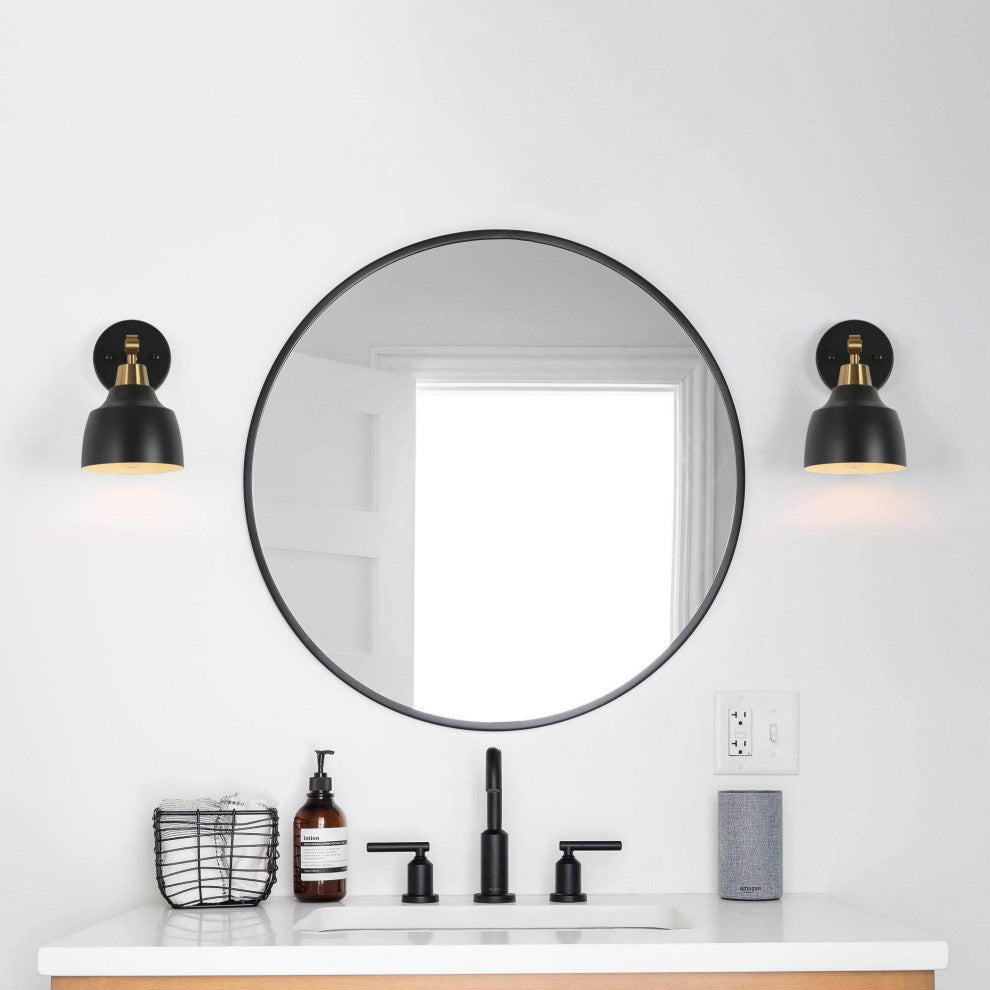 LNC 1-Light Matte Black, Metal Dome Vanity Light, 5.5"