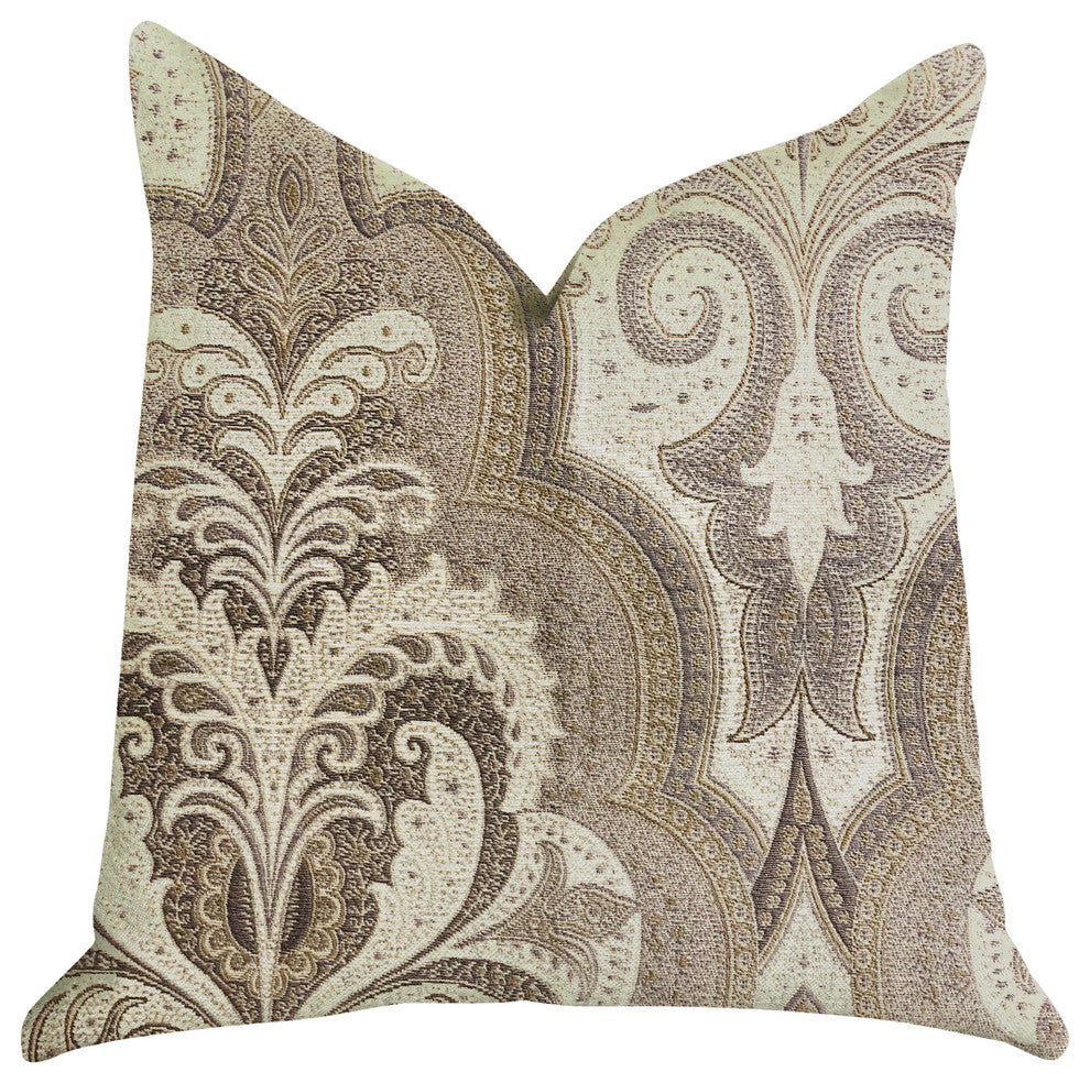 Tawny Isabella Damask Luxury Throw Pillow, 20"x20"