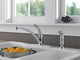 Delta Foundations Single Handle Kitchen Faucet With Spray, Chrome, B4410LF
